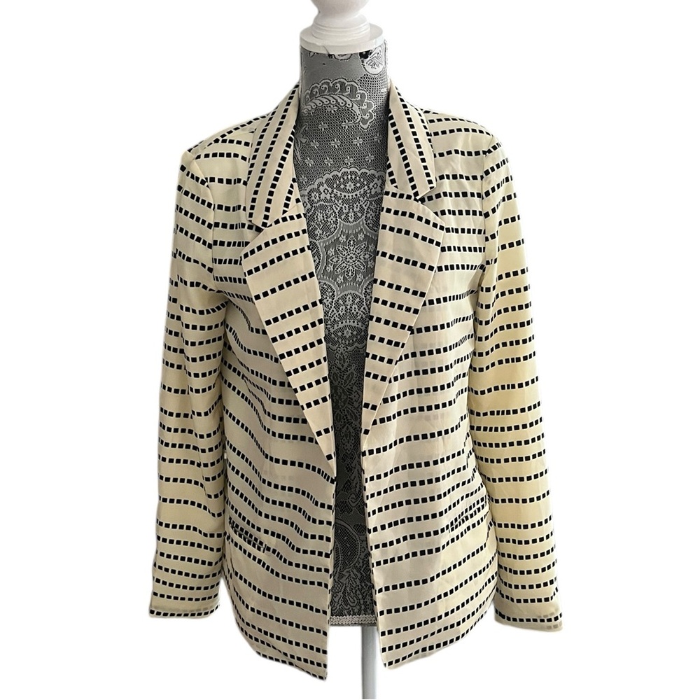 PJK Patterson J. Kincaid Ricci Blazer Women’s Jacket Black White Stripe Small